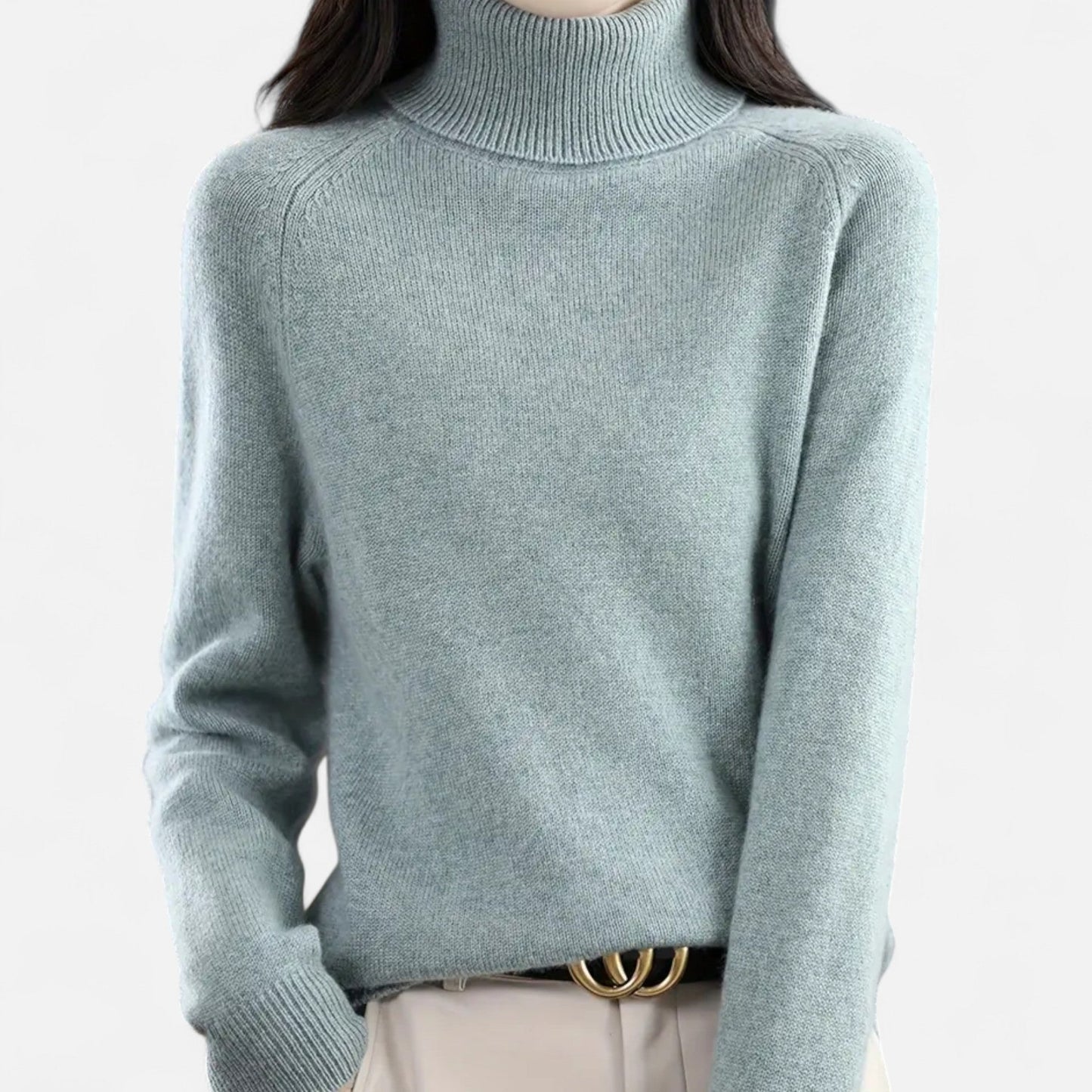 Anvoire | Women’s Solid Turtleneck Wool Sweater