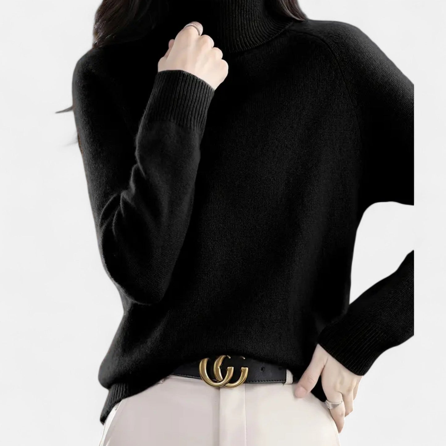 Anvoire | Women’s Solid Turtleneck Wool Sweater