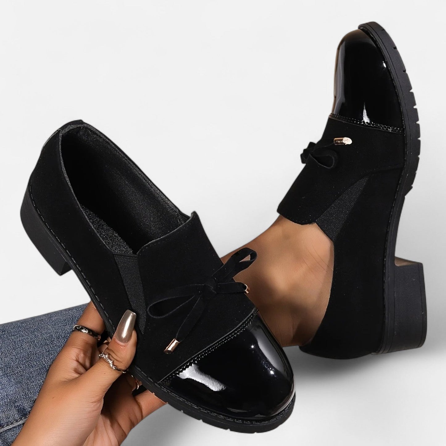 Dorevelle | Women’s Retro Bow‑knot Chunky‑Heel Loafers