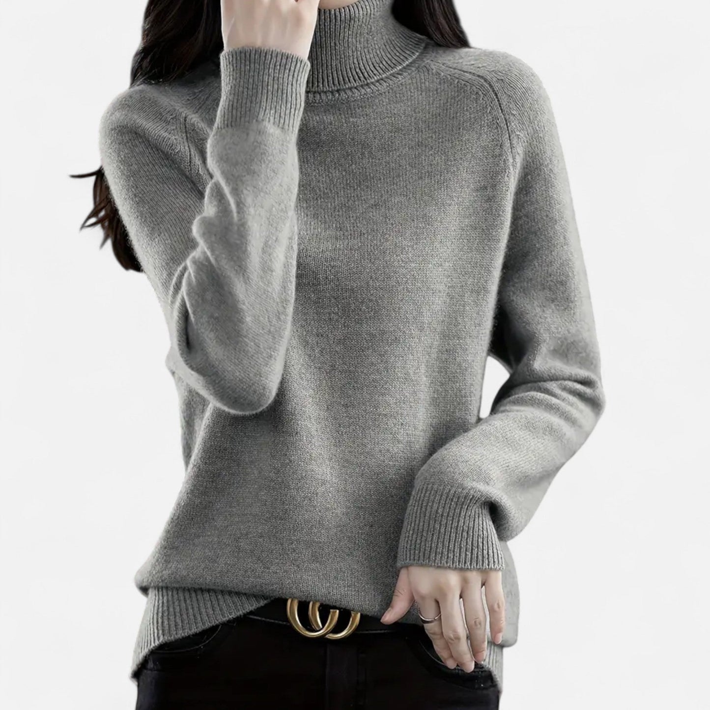 Anvoire | Women’s Solid Turtleneck Wool Sweater