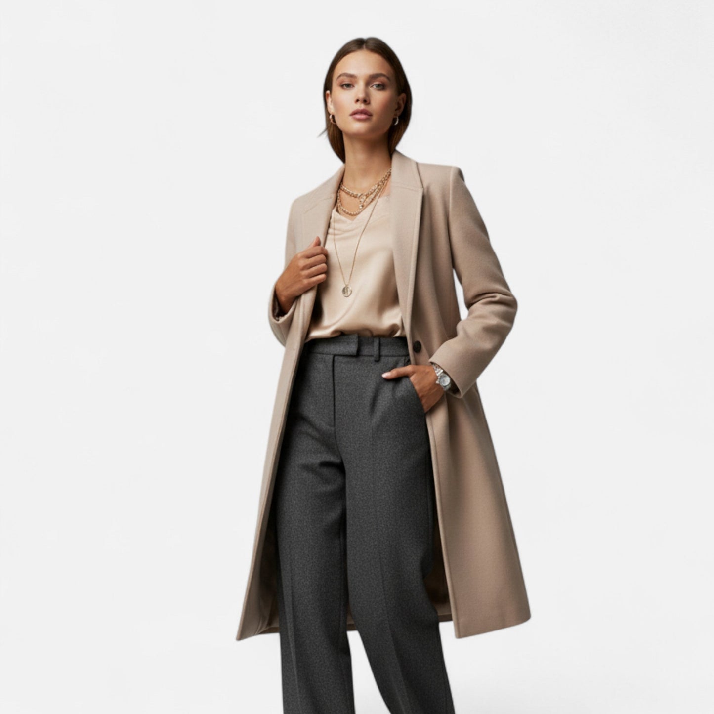 Dorevelle | Women’s Winter Overcoat – Lapel Collar Elegance