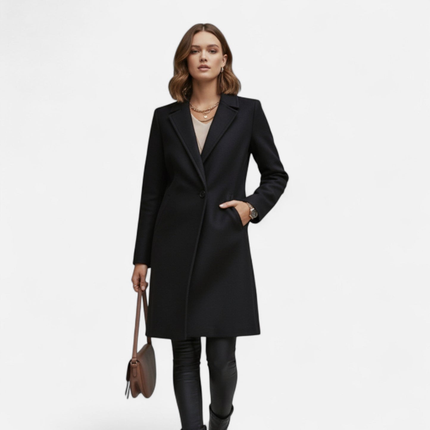 Dorevelle | Women’s Winter Overcoat – Lapel Collar Elegance