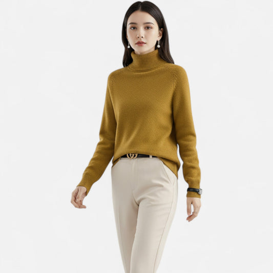 Anvoire | Women’s Solid Turtleneck Wool Sweater