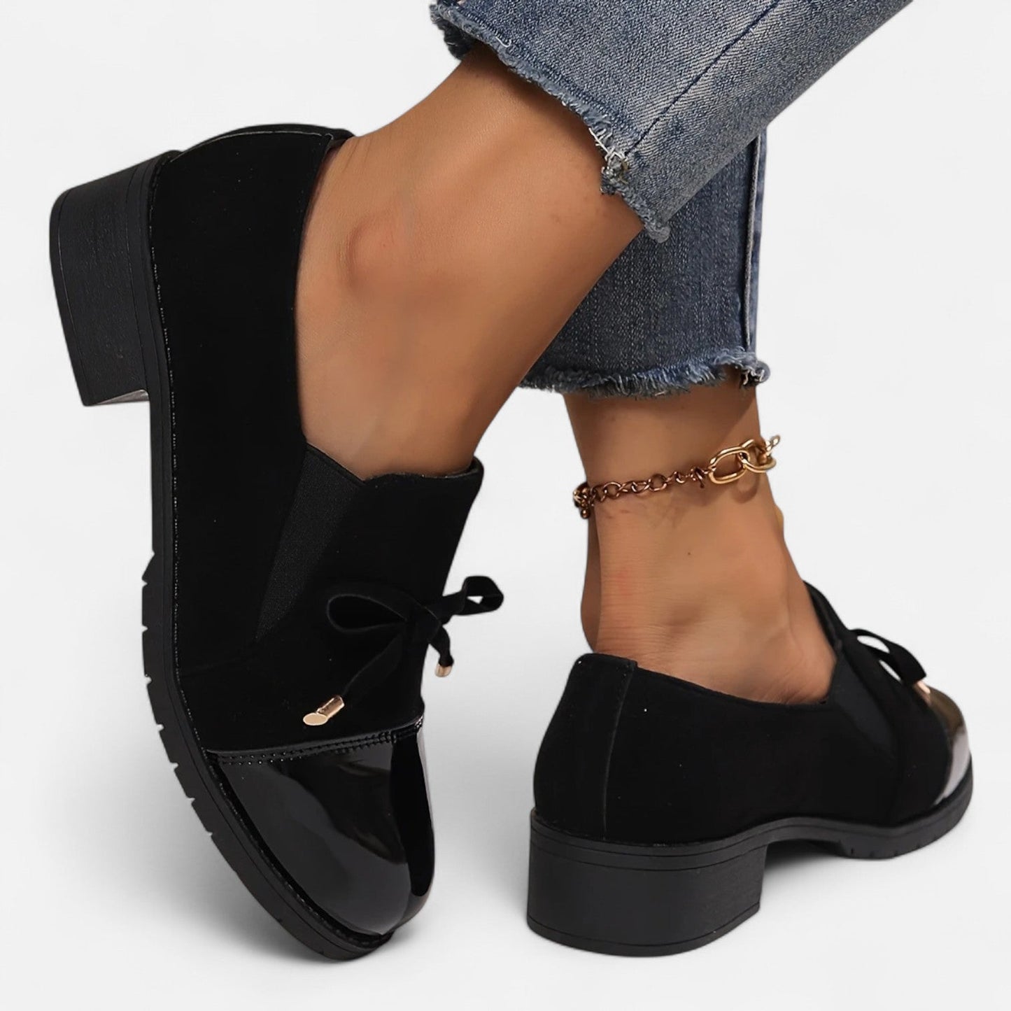 Dorevelle | Women’s Retro Bow‑knot Chunky‑Heel Loafers