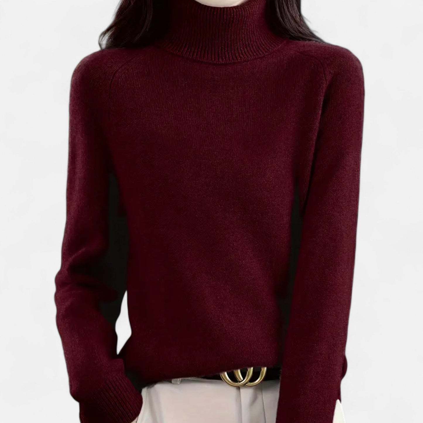 Anvoire | Women’s Solid Turtleneck Wool Sweater